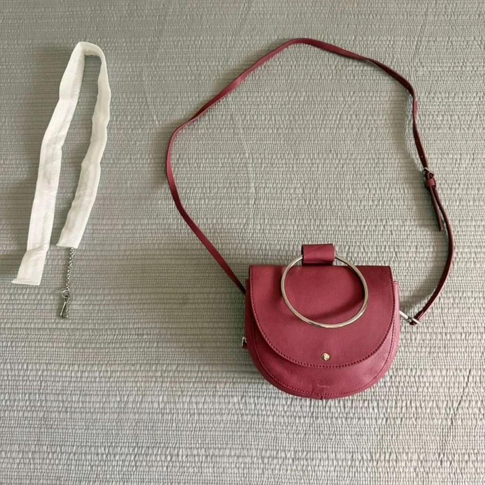 NWT Theory Women's Whitney 2.0 Bag Dusty Rose Leather Ring Handle Crossbody